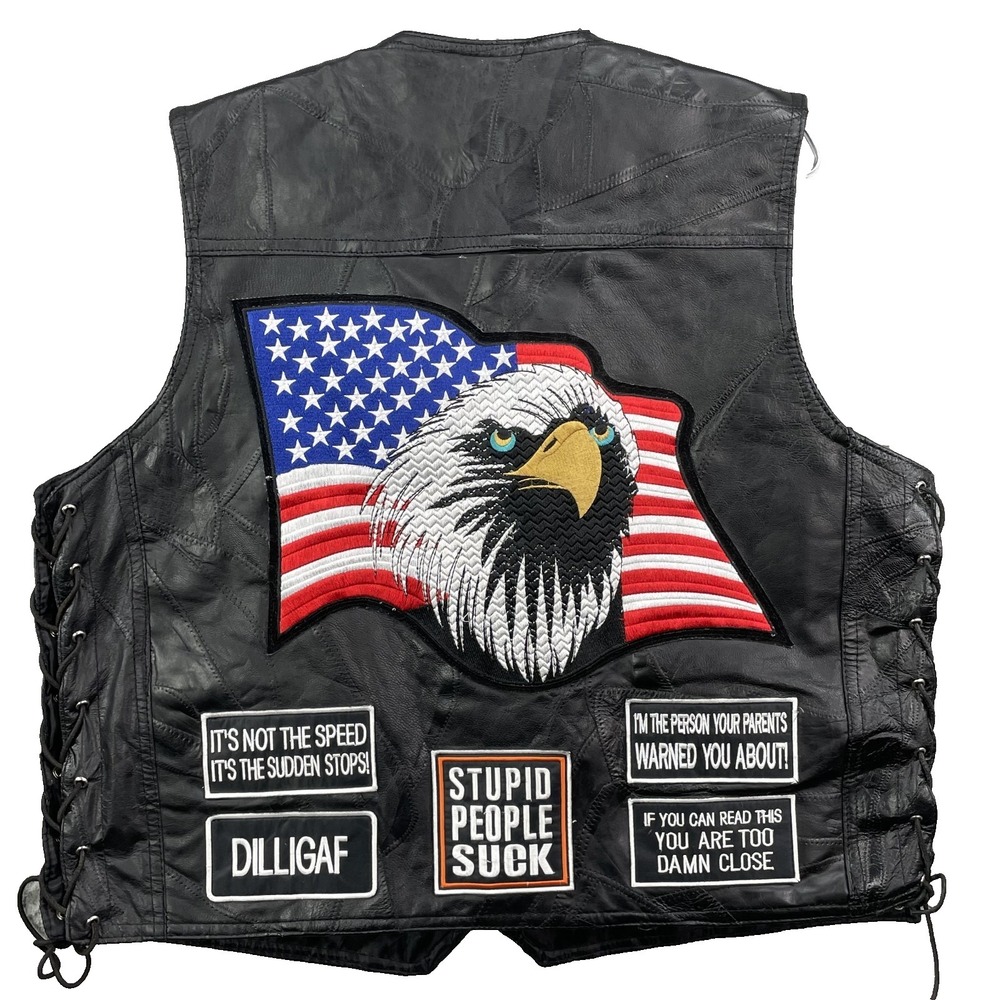 Buffalo Leather Biker Vest Men's XL Motorcycle Rock Grunge Western 90s Punk‎ USA